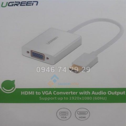 Cáp chuyển đổi Mini Hdmi sang VGA và Audio Cao cấp Ugreen UG-40212