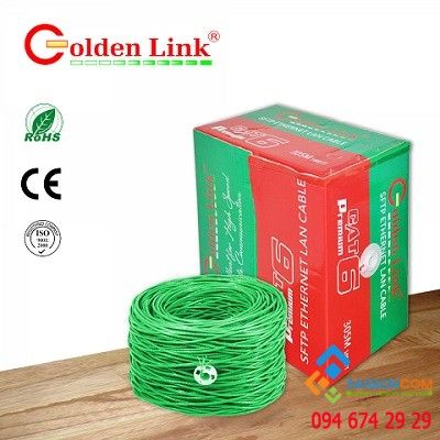 Dây cáp mạng Golden Link SFTP CAT6  Premium -màu xanh lá 305m