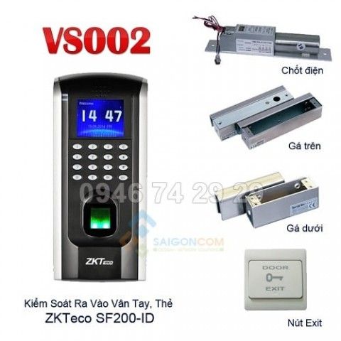 Hệ thống khóa cửa vân tay+ thẻ kiêm chấm công  VS002-SF200ID