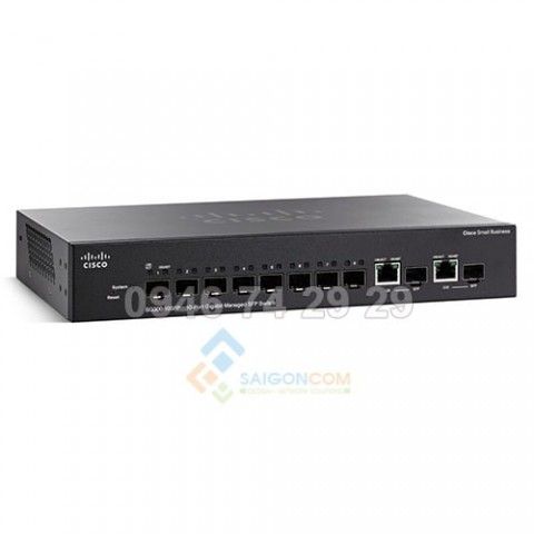 Bộ chia tín hiệu Switch Cisco 8-Port Gigabit SFP, 2-port Combo mini-GBIC Switch SG300-10SFP