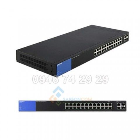Switch Linksys Business LGS326P 24-Port Gigabit PoE+ (192W) Smart Managed + 2x Gigabit SFP/RJ45 Combo Ports