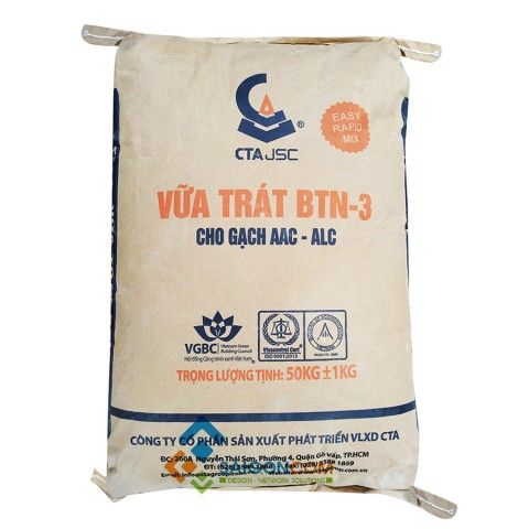Vữa Trát CTA BTN-3 M100 vữa khô trộn sẵn chuyên dụng