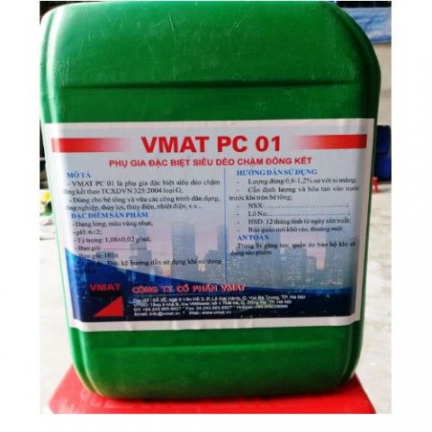 VMAT PC 01 là phụ gia đặc biệt siêu dẻo chậm đông kết ( can 10 lít)