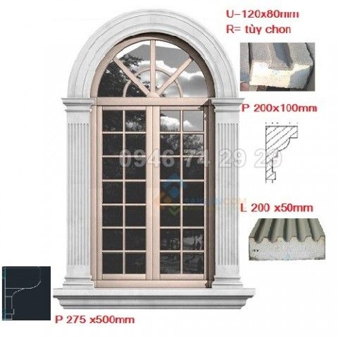Phào chỉ cửa sổ vòm cong U120