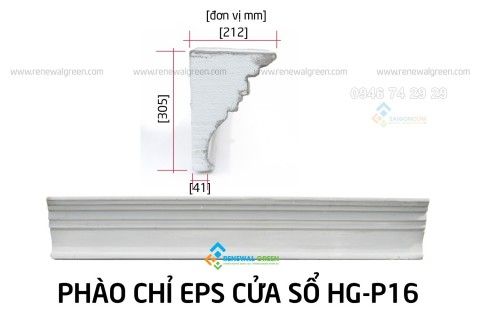 Phào chỉ eps Cửa sổ 212x305x1000mm