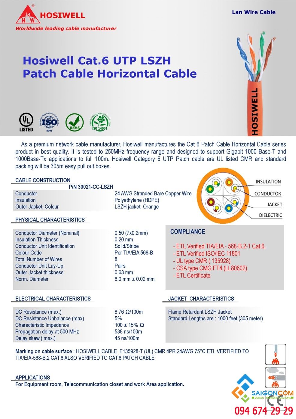 cat 6 lszh patch cable 1 min