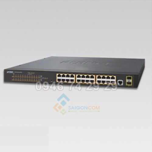 Switch Planet 24-Port 10/100/1000T 802.3at PoE + 2-Port 100/1000X SFP