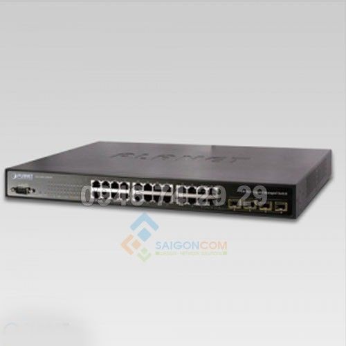 Switch Planet 24-Port 10/100/1000Mbps with 4 Shared SFP and -48VDC Redundant Power