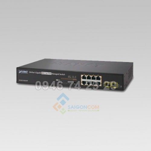 Switch Planet 8-Port 10/100/1000Mbps + 2 100/1000X SFP Managed 802.3at PoE