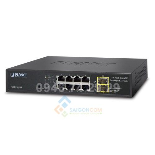 Switch Planet IPv6 Managed 8-Port 10/100/1000Mbps + 2-Port 100/1000X SFP Gigabit Ethernet