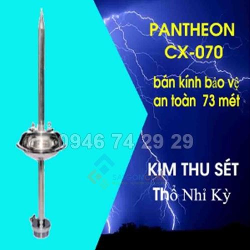 Kim thu sét PanTheOn CX-070, bán kính bảo vệ an toàn 73m
