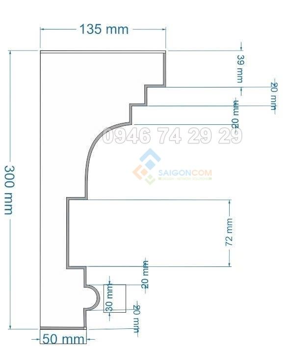 kích thước phào chi 300x130