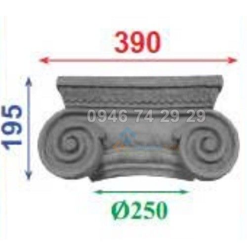 Đầu cột vuông 390x195mm
