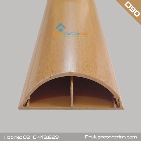 Nẹp bán nguyệt vân gỗ D90 (90x22mm) - nhựa PVC - dài 2m