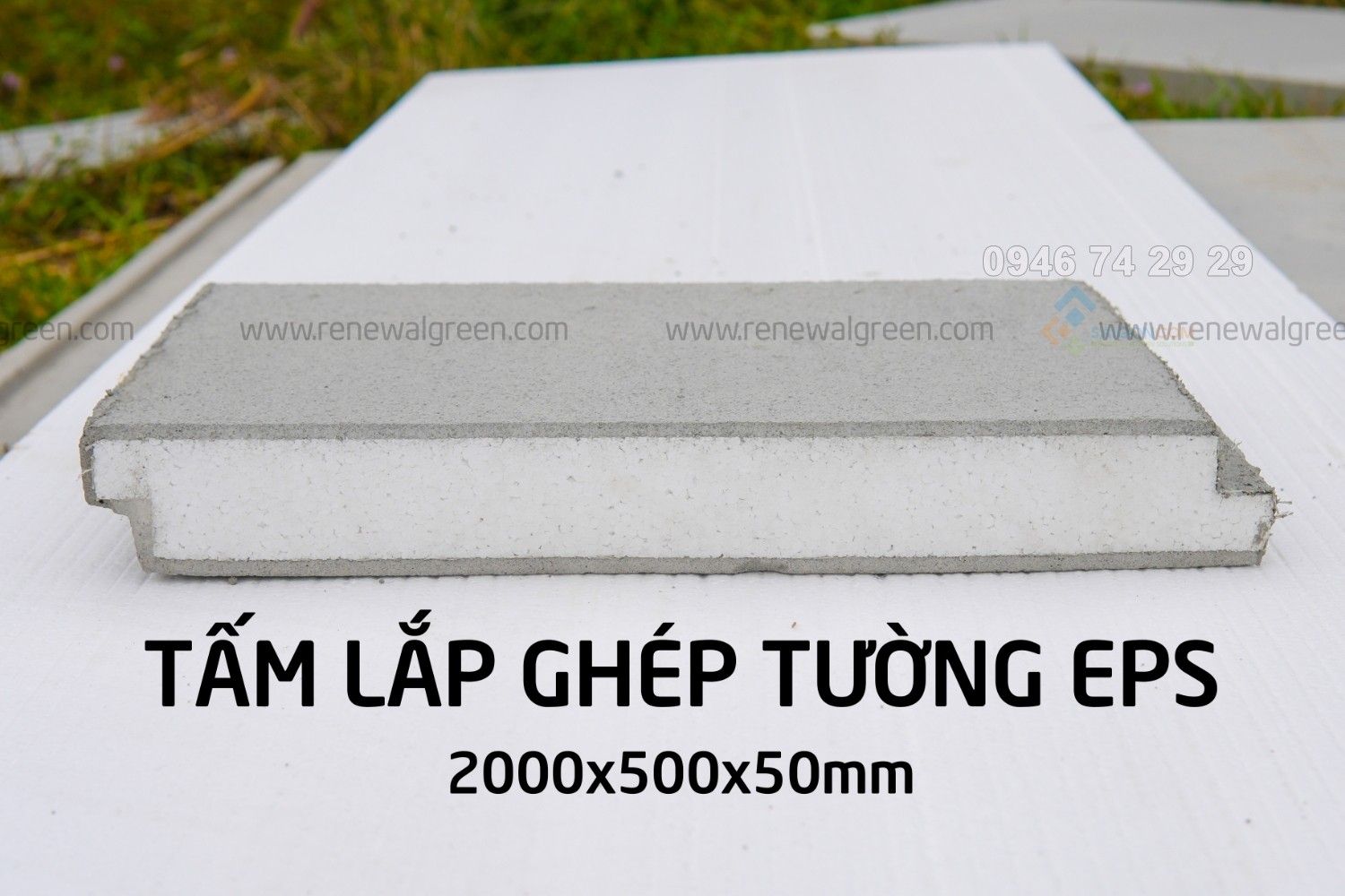 Tấm lắp ghép tường EPS 2000x500x50mm được thiết kế để làm tường vách ngăn