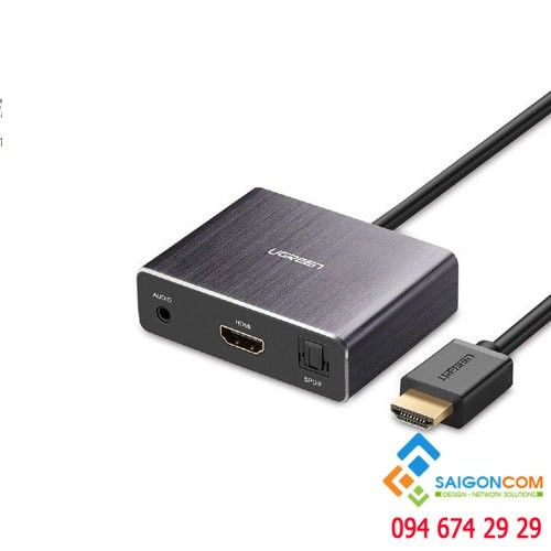 Cáp chuyển đổi HDMI sang HDMI + Audio 3.5mm và 1 cổng quang SPDIF 5.1/7.1 chính hãng Ugreen UG-40281 cao cấp