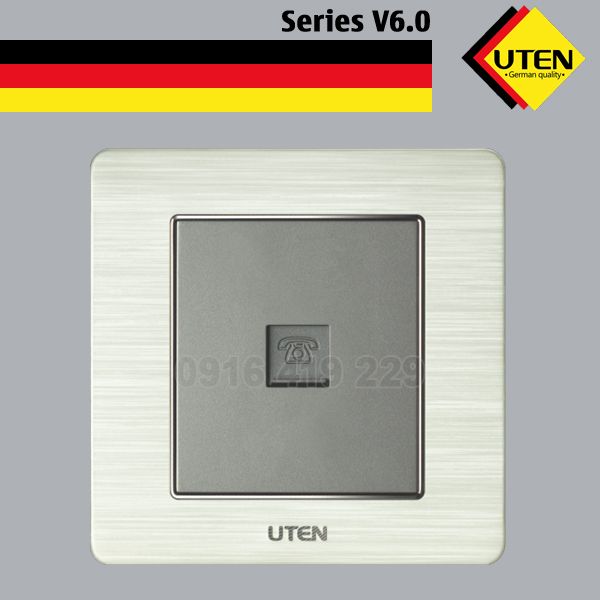 Bộ ổ cắm điện thoại đơn - mặt vuông UTEN V6.0G-1TEL