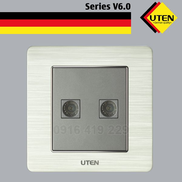 Bộ 2 ổ cắm ti vi - mặt vuông UTEN 6.0G-2TV